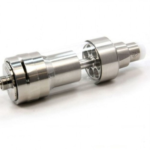 Kayfun V5 atomizer used with glass and steel tank