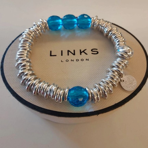 Links of London Sweetie Bracelet with Blue Crystals, Sterling Silver