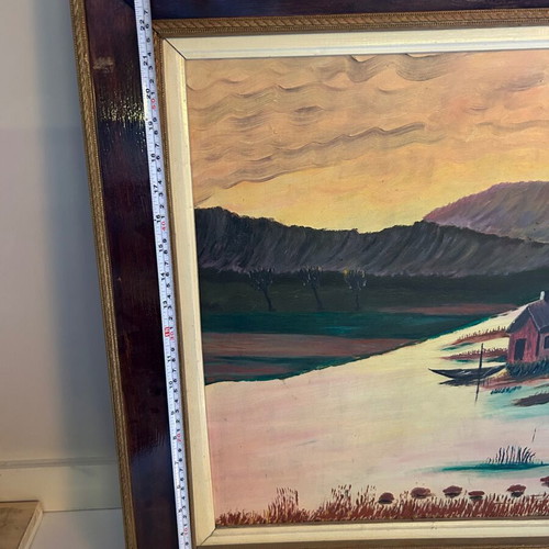 Vintage painting used, handmade oil on canvas