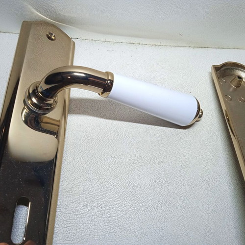 Viometale door handle set new, bronze antique porcelain brass