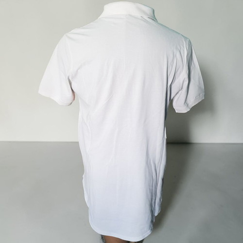 Men's Polo Shirt XL new, white and royal blue split colorblock
