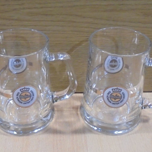 Warsteiner beer two promotional glass mugs 300ml like new
