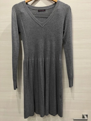 Γυναικείο μάλλινο φόρεμα μεταχειρισμένο, γκρι, μέγεθος L