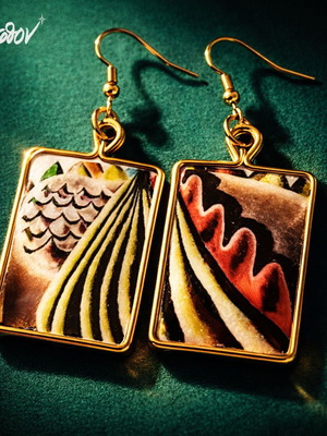 Apefthon earrings new, handmade with Arthur Dove painting theme