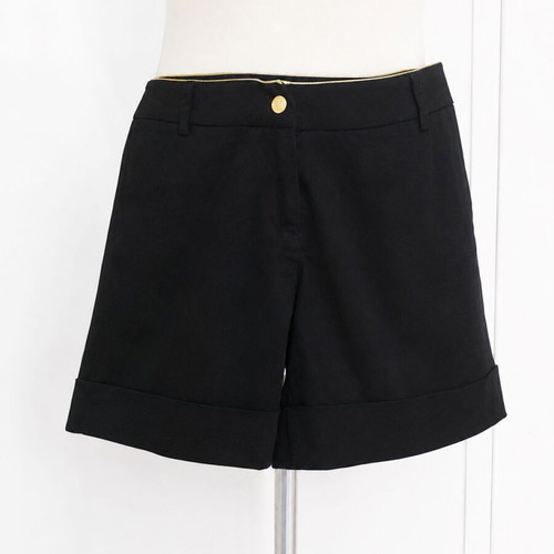 Female Jeans Black Shorts with Gold Details and Turned-Up Cuffs Size M/40 Like New