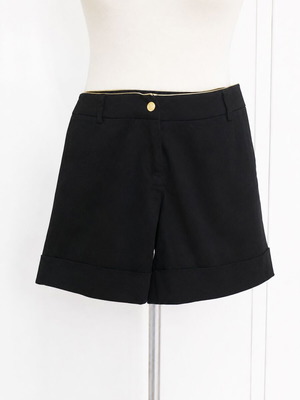Female Jeans Black Shorts with Gold Details and Turned-Up Cuffs Size M/40 Like New