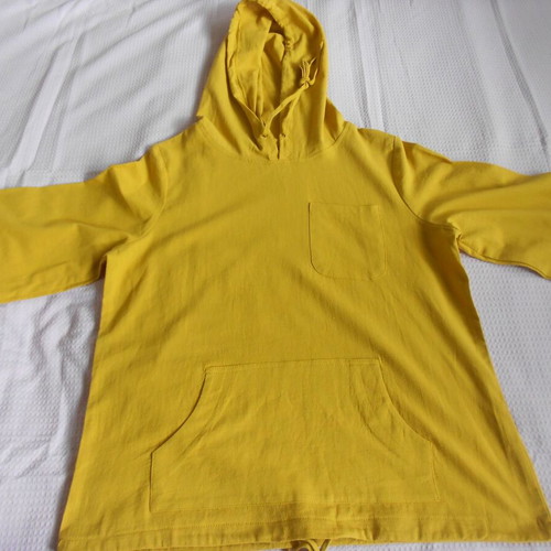 Women's shirt yellow large with hood and pocket new