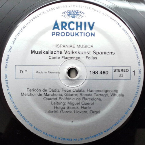 Hispaniae Musica Latin record used, folklore of Spain