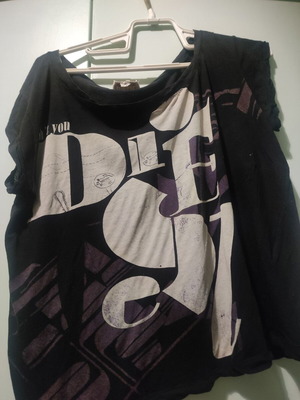 Diesel blouse used, black with print, size S