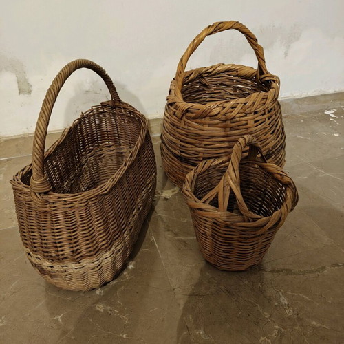 Handmade baskets used, two large and one smaller