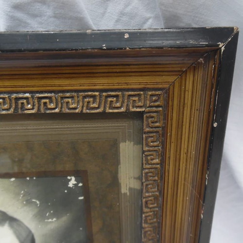 Prewar wooden and plaster frame with old photograph