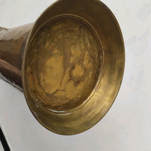 Antique copper and brass coal bucket used, 19th century Netherlands