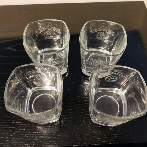 Jack Daniel's Old No 7 Brand whiskey glasses square set of 4 like new