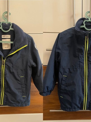 Μπουφάν H&M αδιάβροχο αντιανεμικό μεταχειρισμένο, μέγεθος 98, μπλε, με αφαιρούμενη κουκούλα