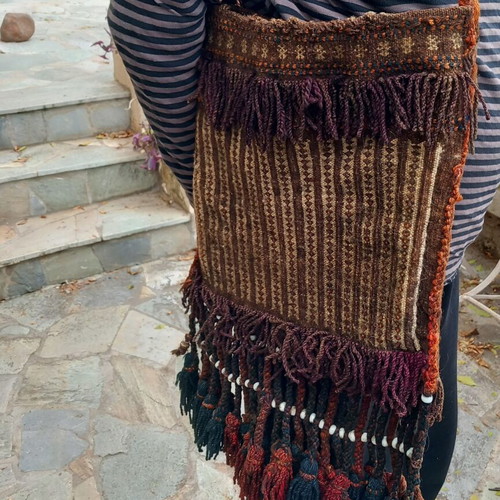 Traditional tagari used with glass beads, handmade wool