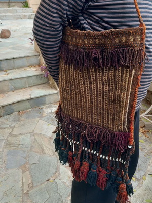 Traditional tagari used with glass beads, handmade wool