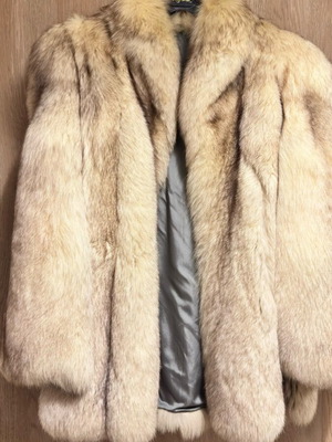 Fox fur one-piece Renard new, gray and beige