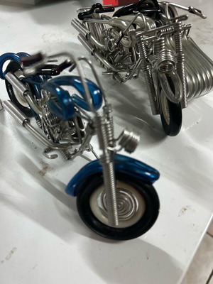 Decorative motorcycles used, set of 2, aluminum wire