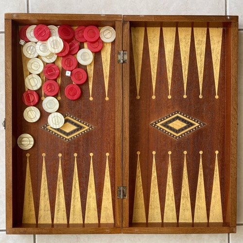 Wooden Backgammon Board 48cm handmade, like new