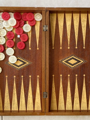 Wooden Backgammon Board 48cm handmade, like new
