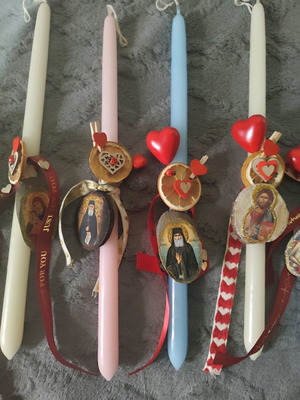 Handmade Saint Candles with Iconography new