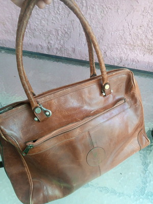 Leather bag brown used with wear