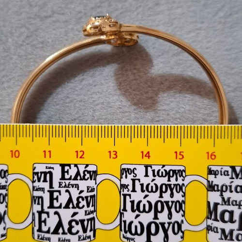 Σετ χρυσά χειροπέδα και δαχτυλίδι 14Κ αφόρετο με μαύρες πέτρες