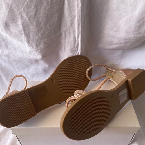 Tsoukalas Shoes bronze synthetic leather sandals with rhinestone straps size 40 new