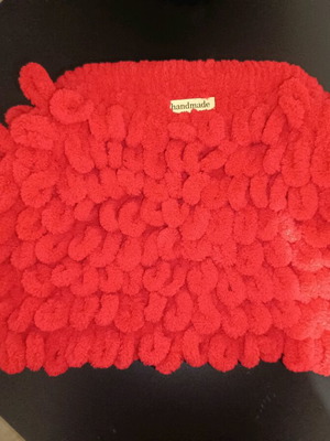 Handmade puffy red handbag new with lining and scrunchies