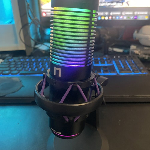 Nemesis NC90 gaming microphone used with RGB lighting and stand