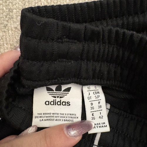 Adidas pants used with minor sewn detail, black and white, size S