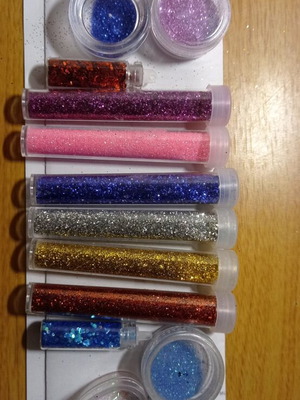 Glitter σκόνη σαν καινούργιο, σετ με διάφορα χρώματα