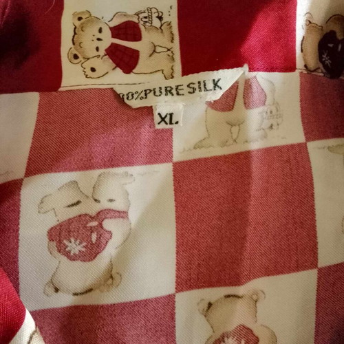 Satin pajamas with teddy bears new, bordeaux and ecru color