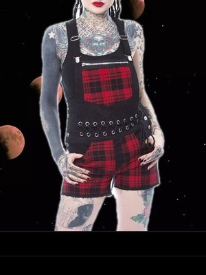 Punk overalls like new, size M-L, tartan alternative goth style