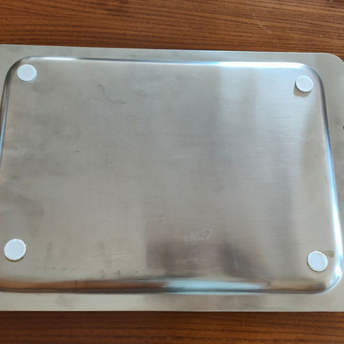 Stainless steel serving tray with 24-carat gold details like new