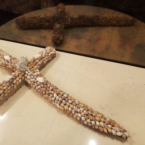 Handmade cross decorated with shells new