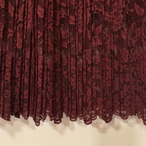 Zara Bordeaux Lace Pleated Midi Skirt like new