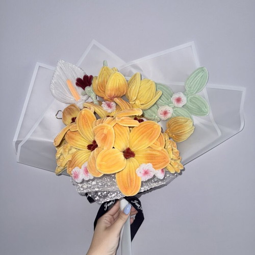 Handmade aromatic flower bouquet in sunset colors
