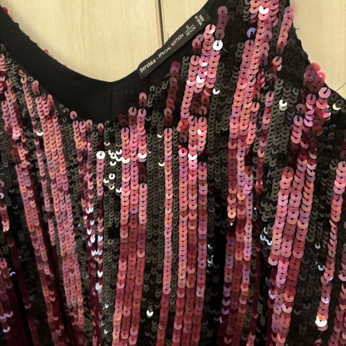 Bershka sleeveless top used with rhinestones, black and purple, size S