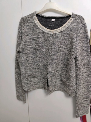 S Oliver cardigan with silver thread, stones and pearls at neckline like new