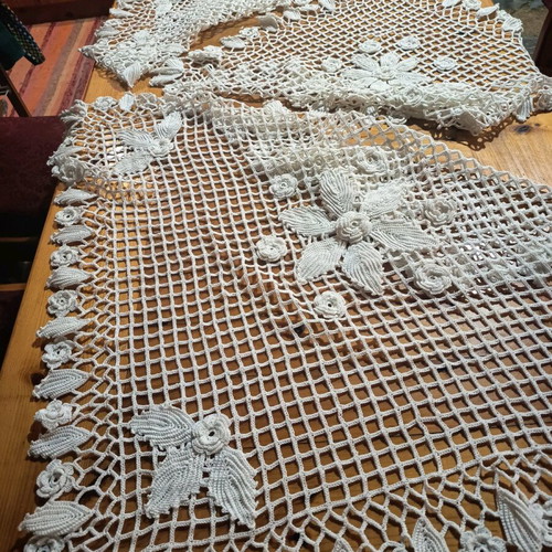 White crochet doilies, 3 different, new