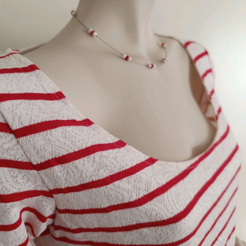 Stradivarius Spring Mini Dress With Long Sleeves In White And Red Like New