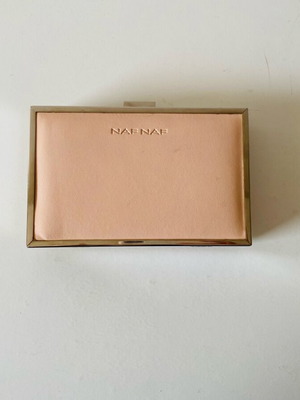 Naf Naf clutch bag used, soft pink nude with metal frame