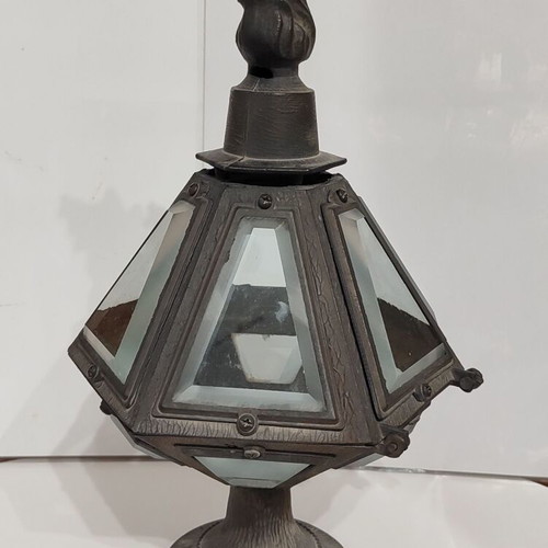 Gothic style candle lamp used with crystal and cast iron