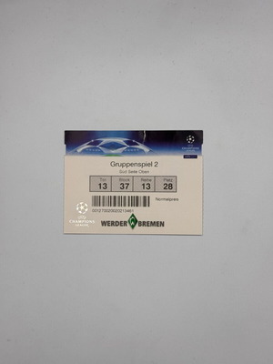 Εισιτήριο 2008 Champions League Werder Bremen 0-3 Παναθηναϊκός