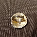  Εντυπωσιακό χρυσαφί δαχτυλίδι με σμάλτο & κρυσταλλάκια