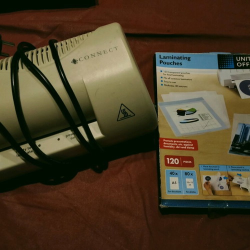 Connect laminator used with United Office A5 laminating pouches