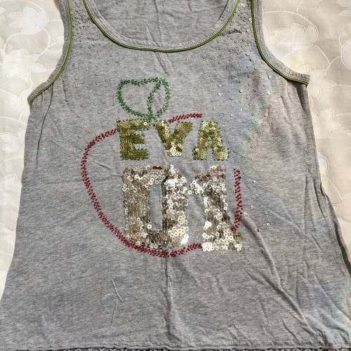 Gray tank top with embroidery and mesh, medium size, like new