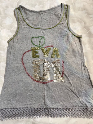 Gray tank top with embroidery and mesh, medium size, like new