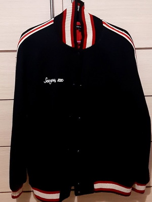 Zara college jacket Large/XLarge, dark blue with white and red details